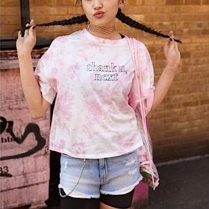 Ariana Grande H&M Divided Thank U Next Pink Tie Dye Cropped Tee Top Size Large